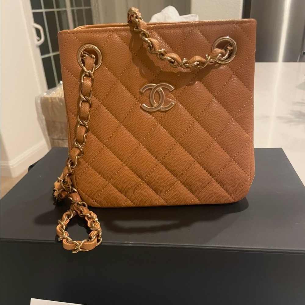 Chanel caramel caviar bucket bag